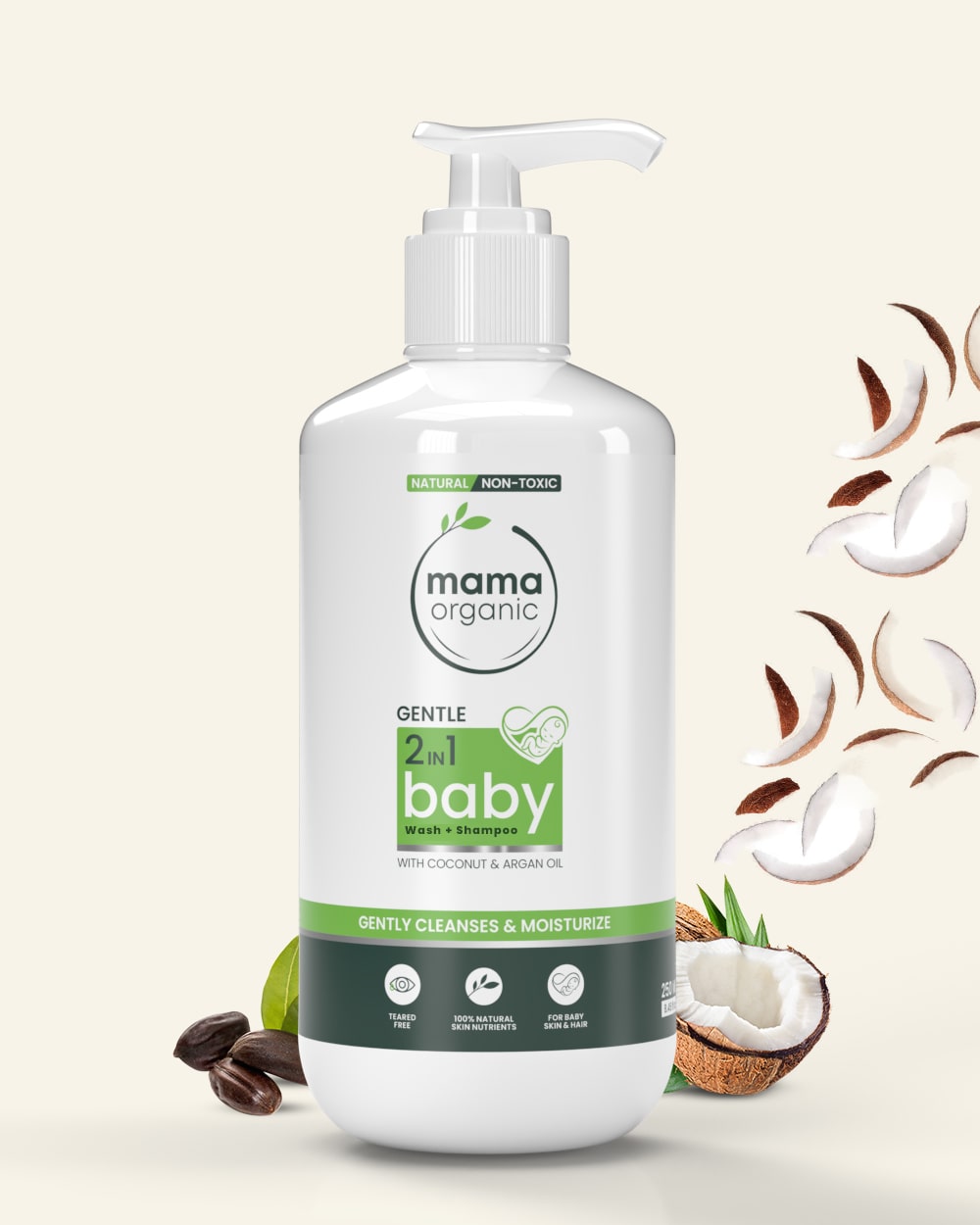 Gentle 2 in 1 Baby Wash & Shampoo for Cleanses & Moisturize - 250ml