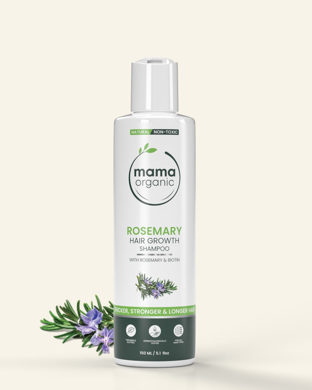 Rosemary Hair Growth Shampoo for Strong & Long Hair - Natural & Non Toxic - 150ml