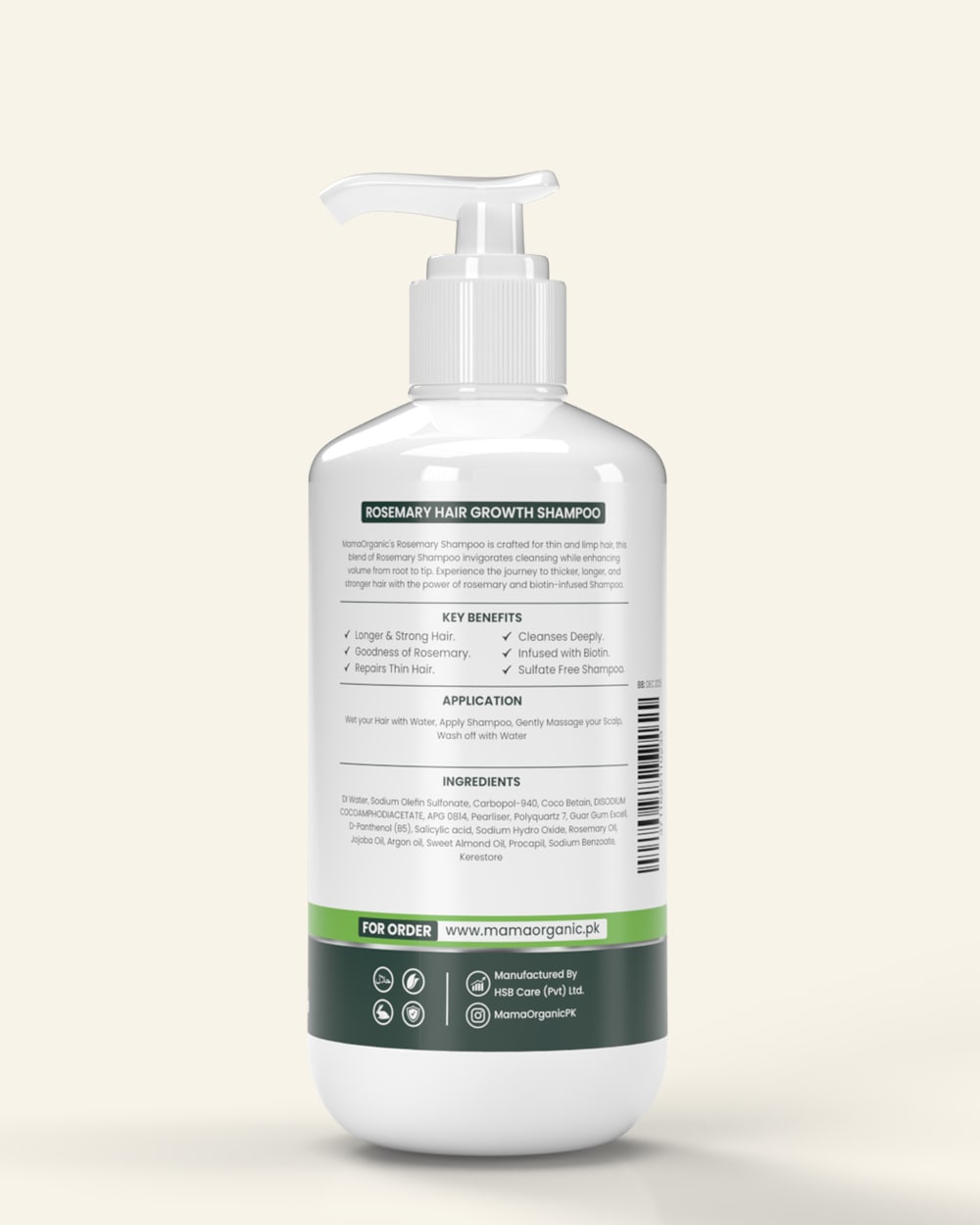 Rosemary Hair Growth Shampoo - 250ml for Strong & Long Hair - Natural & Non Toxic