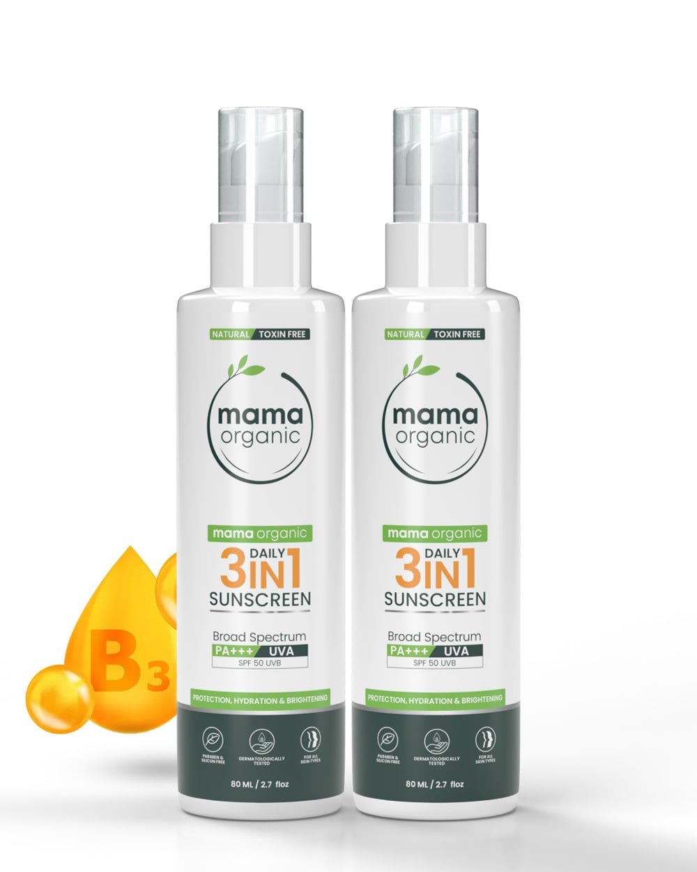 3 in 1 Daily Sunscreen 80ml Combo For Sun Protection - Natural & Toxin-Free - MamaOrganic