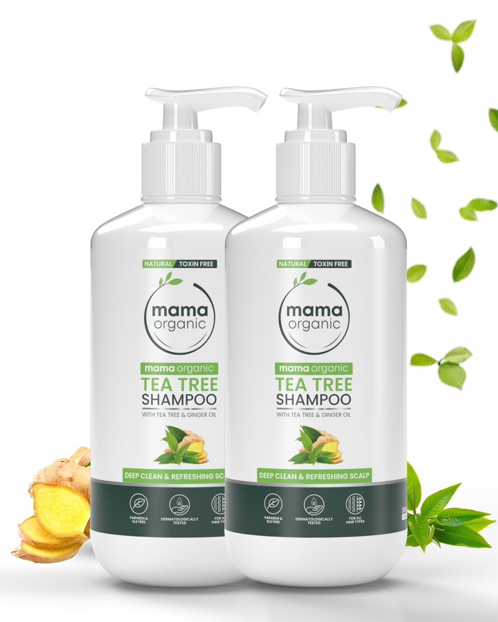 Tea Tree Shampoo 300ml Combo For Deep Clean & Refresh Scalp - Natural & Toxin-Free - MamaOrganic